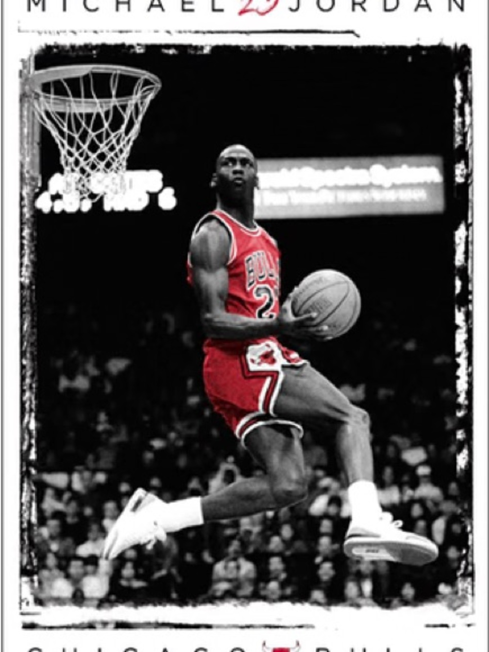 Michael Jordan Slam Dunk 1987 Poster-Chicago Bulls Red Basketball Poster